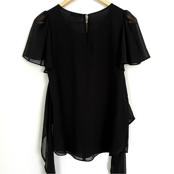 NWT 1. State Short Sleeve Black Tie Waist Blouse, Size XS - Picture 6 of 9